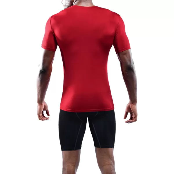 imageNELEUS Mens 3 Pack Athletic Compression Base Layer Workout Shirt5011 3 Packblack grey red