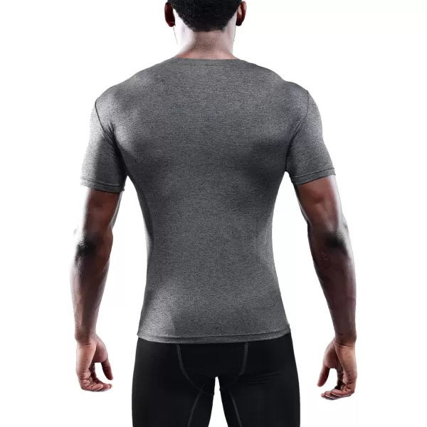 imageNELEUS Mens 3 Pack Athletic Compression Base Layer Workout Shirt5011 3 Packblack grey red