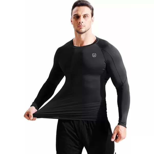 imageNELEUS Mens 3 Pack Dry Fit Long Sleeve Compression Shirts Workout Running Shirts5030 BlackBlackBlack 3 Pack