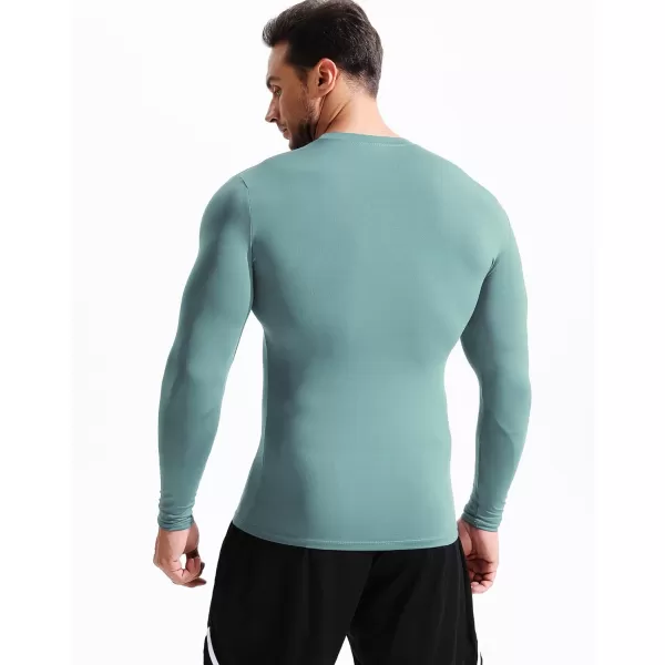 imageNELEUS Mens 3 Pack Dry Fit Long Sleeve Compression Shirts Workout Running ShirtsZ020 BlackGreyBlackish Green