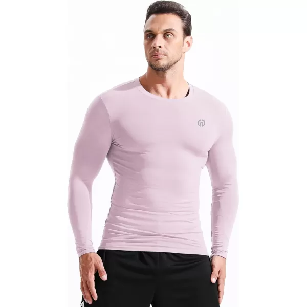 imageNELEUS Mens 3 Pack Dry Fit Long Sleeve Compression Shirts Workout Running ShirtsZ020 BlackGreyPink