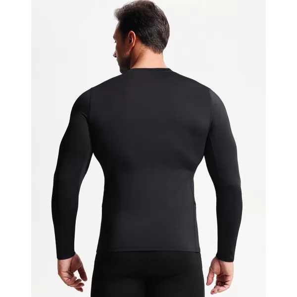 imageNELEUS Mens 3 Pack Dry Fit Long Sleeve Compression Shirts Workout Running ShirtsZ023 BlackBlackBlack