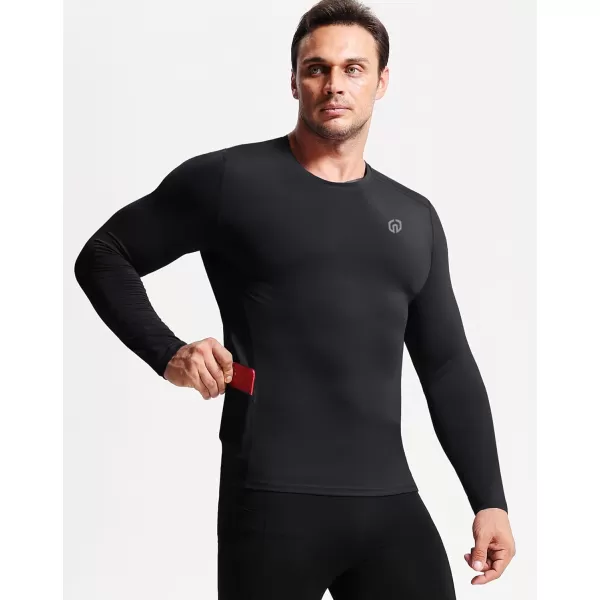 imageNELEUS Mens 3 Pack Dry Fit Long Sleeve Compression Shirts Workout Running ShirtsZ023 BlackBlackBlack