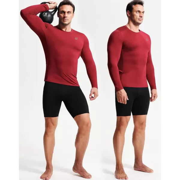 imageNELEUS Mens 3 Pack Dry Fit Long Sleeve Compression Shirts Workout Running ShirtsZ023 BlackGreyRed