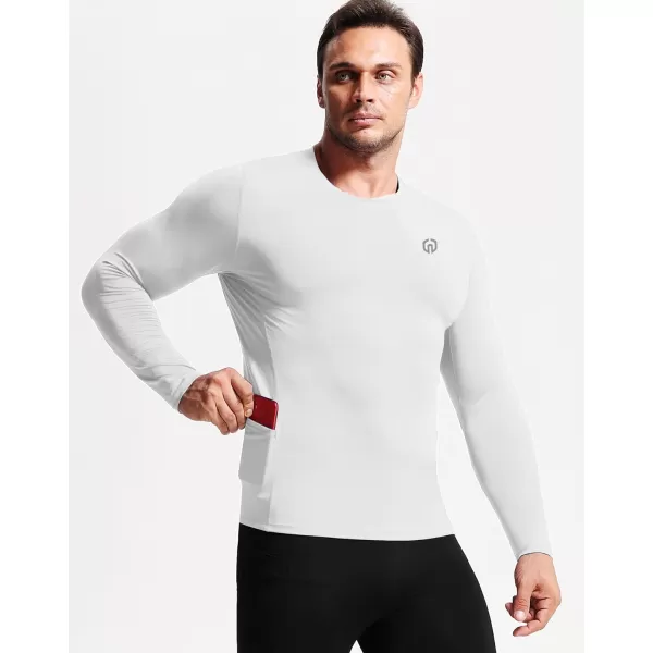 imageNELEUS Mens 3 Pack Dry Fit Long Sleeve Compression Shirts Workout Running ShirtsZ023 BlackGreyWhite