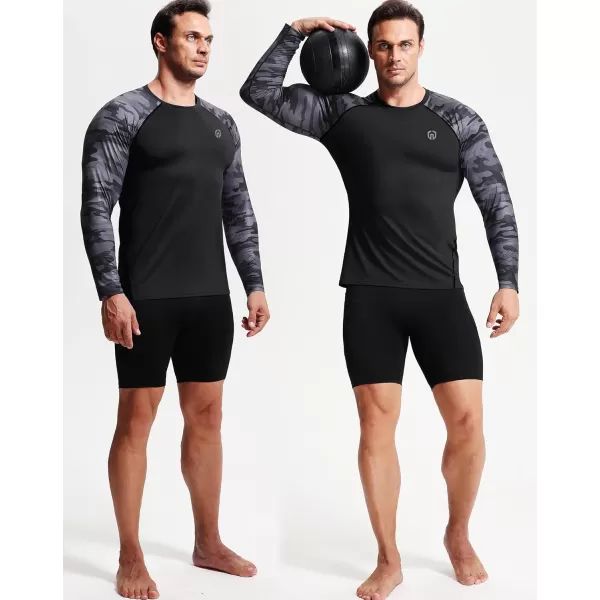 imageNELEUS Mens 3 Pack Dry Fit Long Sleeve Compression Shirts Workout Running ShirtsZ028 BlackBlackBlack