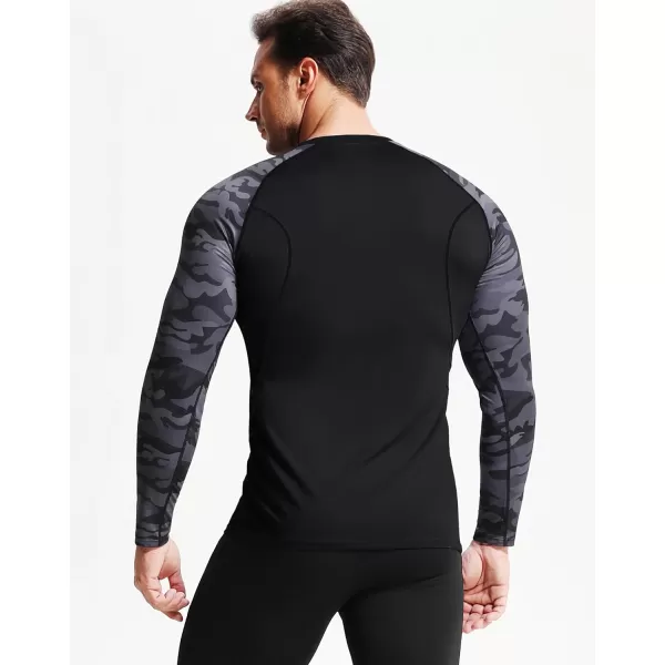 imageNELEUS Mens 3 Pack Dry Fit Long Sleeve Compression Shirts Workout Running ShirtsZ028 BlackBlackBlack