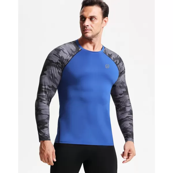 imageNELEUS Mens 3 Pack Dry Fit Long Sleeve Compression Shirts Workout Running ShirtsZ028 BlackGreyBlue