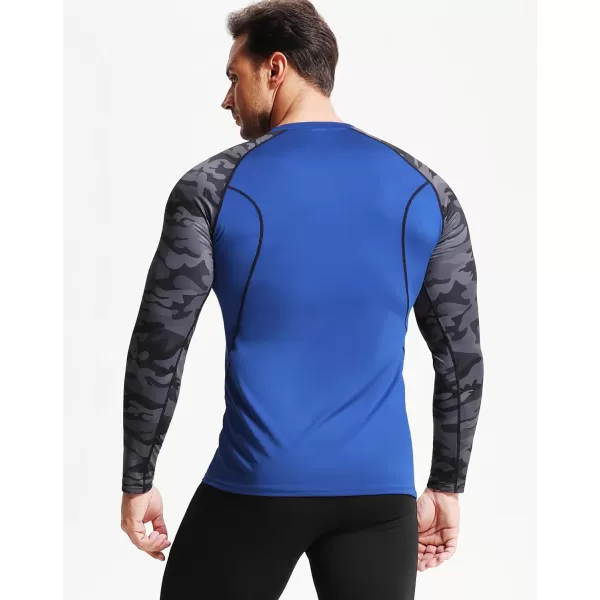 imageNELEUS Mens 3 Pack Dry Fit Long Sleeve Compression Shirts Workout Running ShirtsZ028 BlackGreyBlue