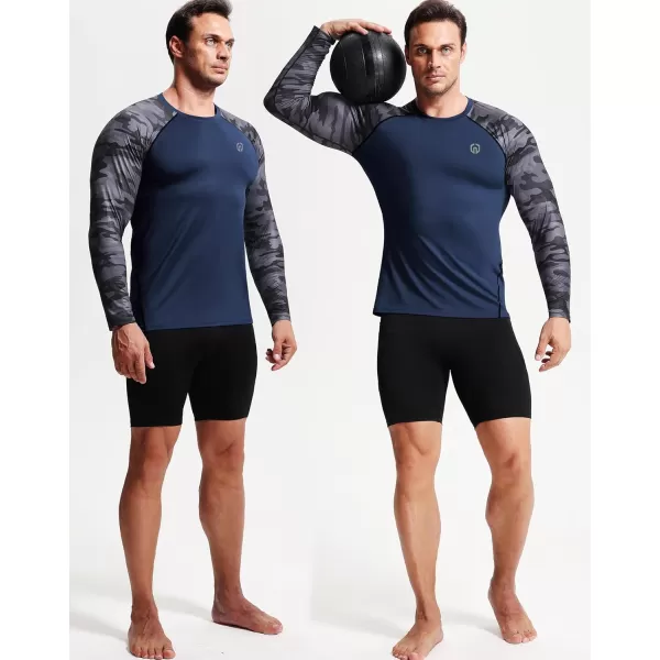 imageNELEUS Mens 3 Pack Dry Fit Long Sleeve Compression Shirts Workout Running ShirtsZ028 BlackGreyNavy Blue