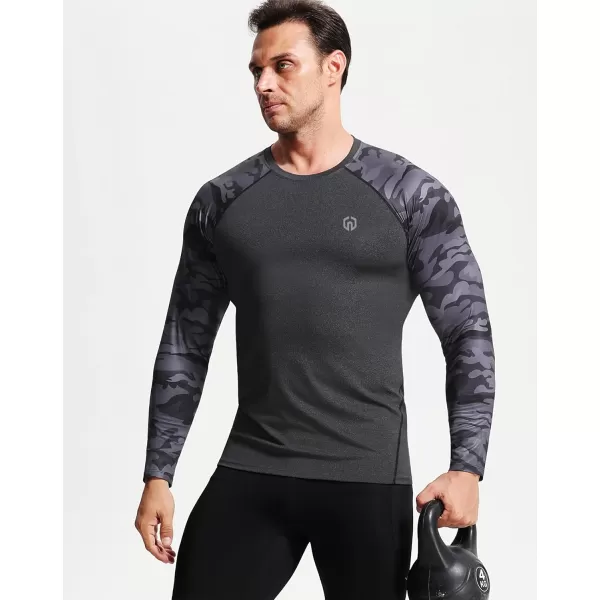 imageNELEUS Mens 3 Pack Dry Fit Long Sleeve Compression Shirts Workout Running ShirtsZ028 BlackGreyNavy Blue