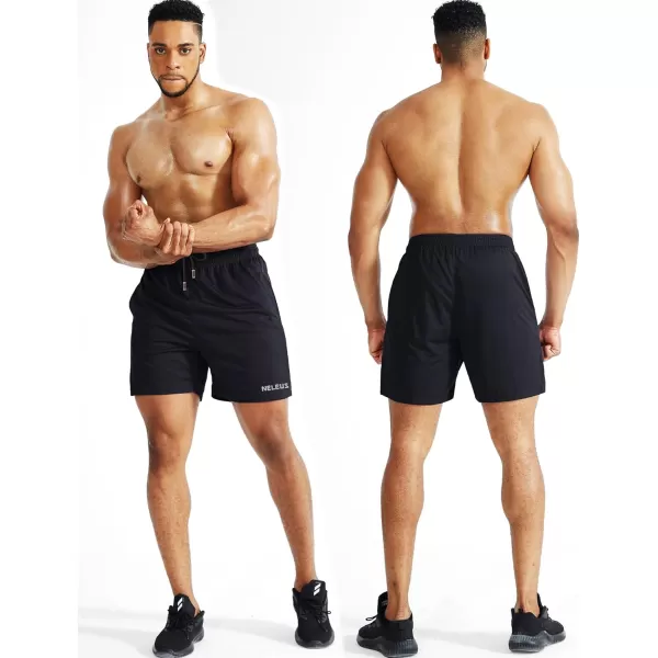 imageNELEUS Mens 7 inch Lightweight Workout Running Shorts with Pockets6058 2 Pack Black grey