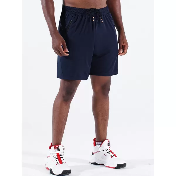 imageNELEUS Mens 7 inch Lightweight Workout Running Shorts with Pockets6083 3 Pack blackGreyNavy Blue