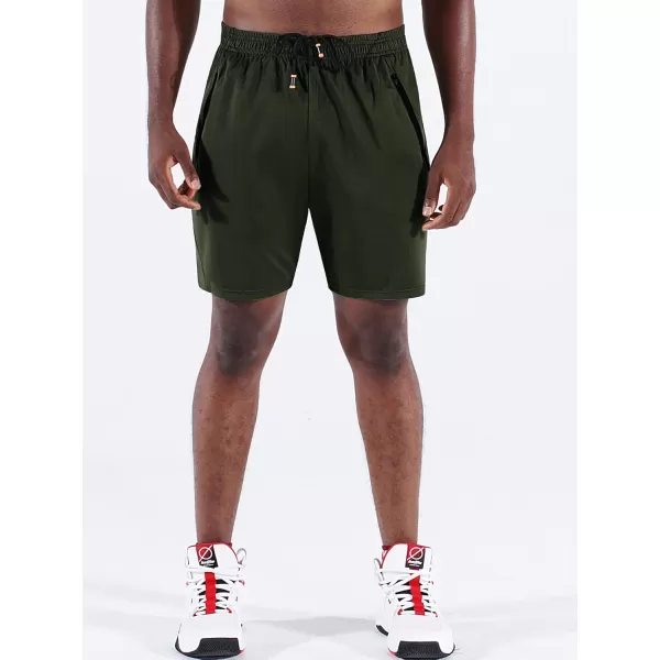 imageNELEUS Mens 7 inch Lightweight Workout Running Shorts with Pockets6083 3 Pack blackGreyOlive Green