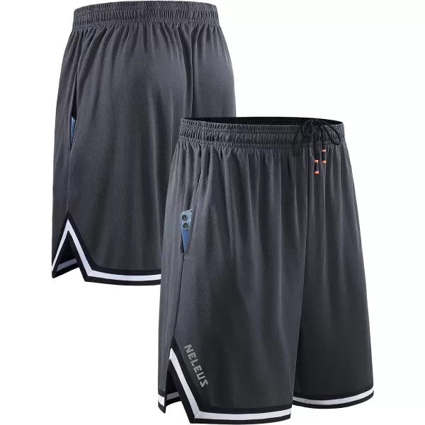 imageNELEUS Mens 7 inch Lightweight Workout Running Shorts with Pockets6085 3 Pack blackGreyBlue