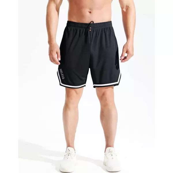 imageNELEUS Mens 7 inch Lightweight Workout Running Shorts with Pockets6085 3 Pack blackGreyBlue