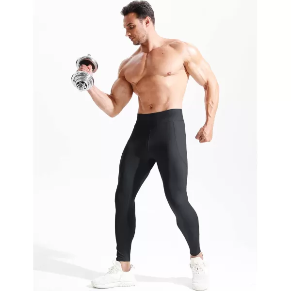 imageNELEUS Mens Compression Baselayer Running Tights Gym Leggings with Pockets6108 BlackBlack 2 Pack