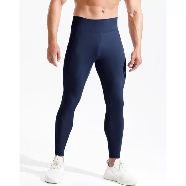 imageNELEUS Mens Compression Baselayer Running Tights Gym Leggings with Pockets6108 BlackGreyDark Navy 3 Pack