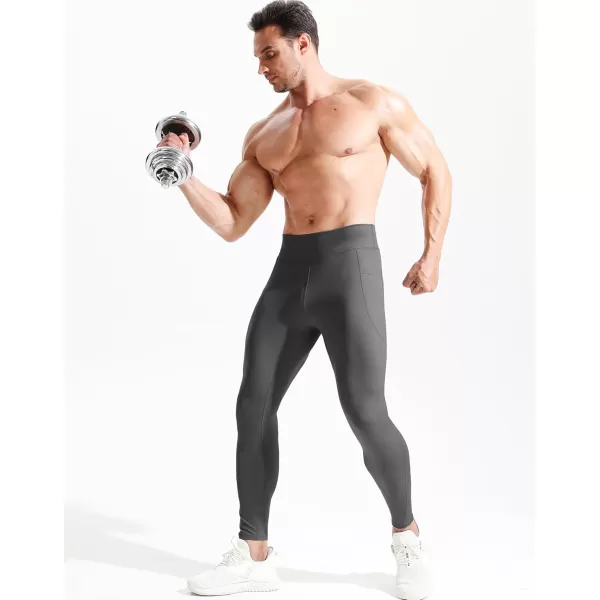 imageNELEUS Mens Compression Baselayer Running Tights Gym Leggings with Pockets6108 BlackGreyDark Navy 3 Pack