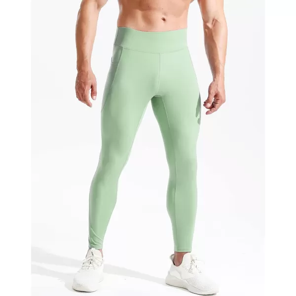 imageNELEUS Mens Compression Baselayer Running Tights Gym Leggings with Pockets6108 BlackLight Green 2 Pack