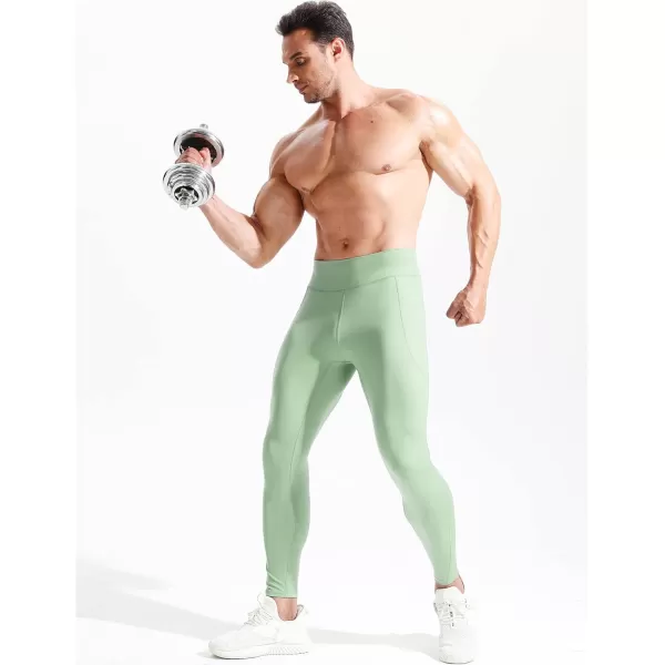 imageNELEUS Mens Compression Baselayer Running Tights Gym Leggings with Pockets6108 BlackLight Green 2 Pack