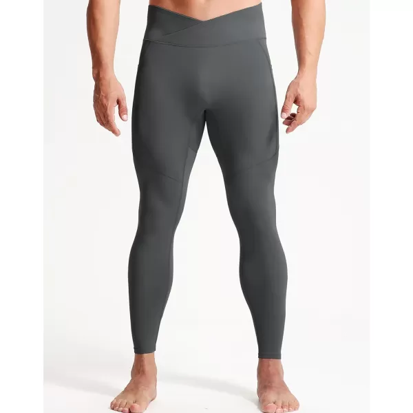 imageNELEUS Mens Compression Baselayer Running Tights Gym Leggings with Pockets6124 3 Pack blackGreyGrayish Blue