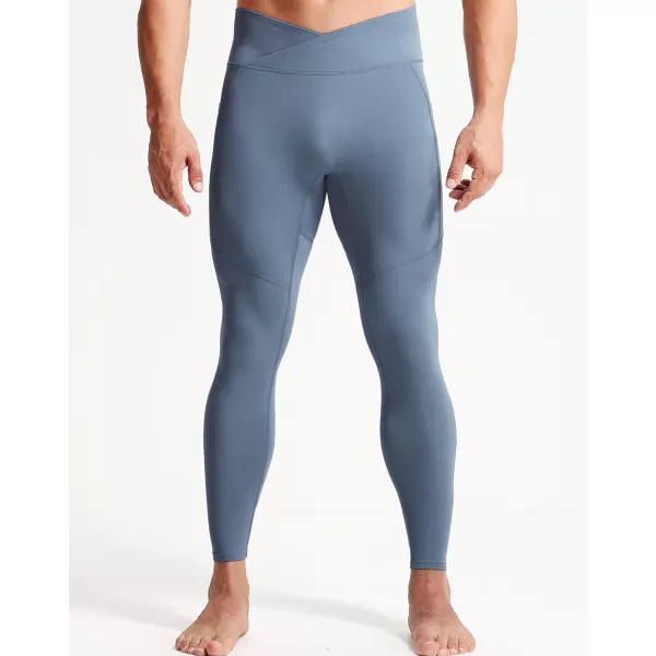 imageNELEUS Mens Compression Baselayer Running Tights Gym Leggings with Pockets6124 3 Pack blackGreyGrayish Blue