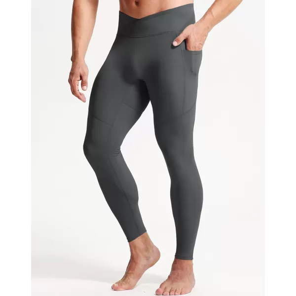 imageNELEUS Mens Compression Baselayer Running Tights Gym Leggings with Pockets6124 BlackGrey 2 Pack