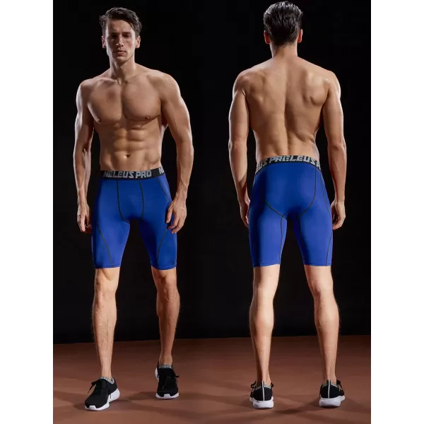 imageNELEUS Mens Compression Shorts Pack of 36012 BlackGreyBlue 3 Pack