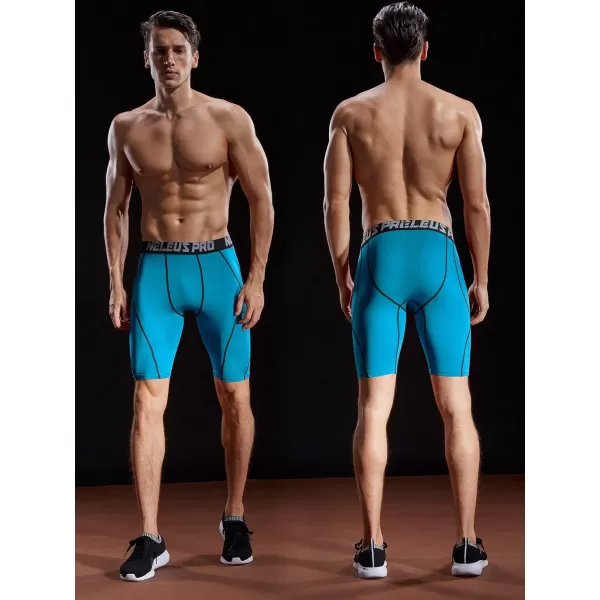 imageNELEUS Mens Compression Shorts Pack of 36012 BlueLight BlueRed 3 Pack