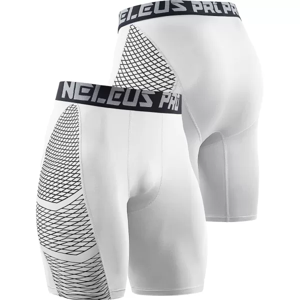 imageNELEUS Mens Compression Shorts Pack of 36086 BlackGreyWhite 3 Pack