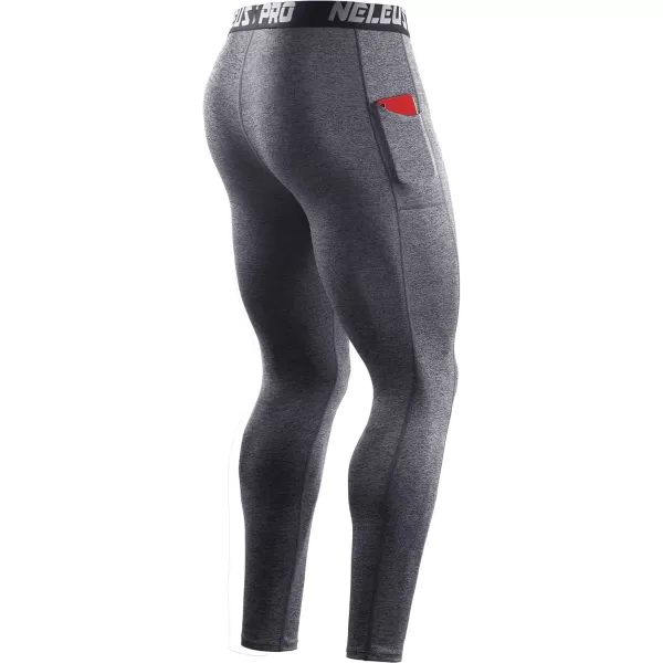 imageNELEUS Mens Dry Fit Compression Baselayer Pants Running Tights Leggings with Phone Pocket6069 BlackGrey 2 Pack