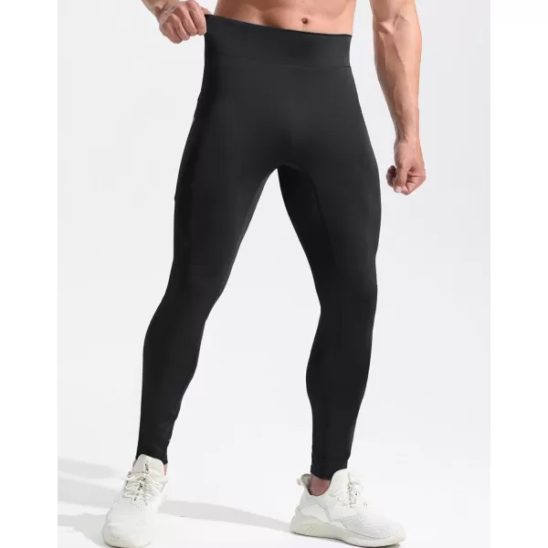 imageNELEUS Mens Dry Fit Compression Baselayer Pants Running Tights Leggings with Phone Pocket6109 2 Pack blackBlack