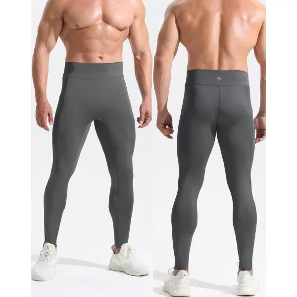 imageNELEUS Mens Dry Fit Compression Baselayer Pants Running Tights Leggings with Phone Pocket6109 2 Pack blackGrey