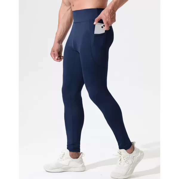 imageNELEUS Mens Dry Fit Compression Baselayer Pants Running Tights Leggings with Phone Pocket6109 BlackGreyNavy Blue 3 Pack