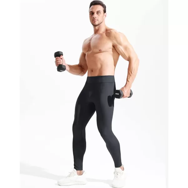 imageNELEUS Mens Dry Fit Compression Pants Workout Running Leggings6107 BlackBlack 2 Pack