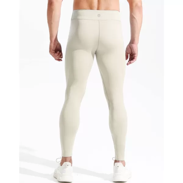 imageNELEUS Mens Dry Fit Compression Pants Workout Running Leggings6107 BlackCreamy White 2 Pack