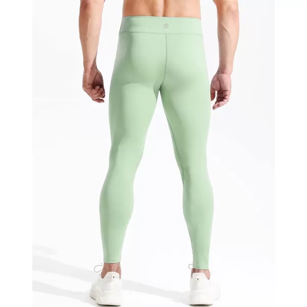 imageNELEUS Mens Dry Fit Compression Pants Workout Running Leggings6107 PinkLight Green 2 Pack