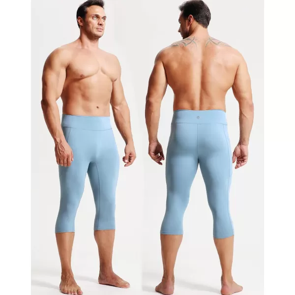 imageNELEUS Mens Dry Fit Compression Pants Workout Running Leggings6120 BlackGreyLight Blue 3 Pack