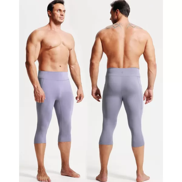 imageNELEUS Mens Dry Fit Compression Pants Workout Running Leggings6120 BlackGreyPurple 3 Pack