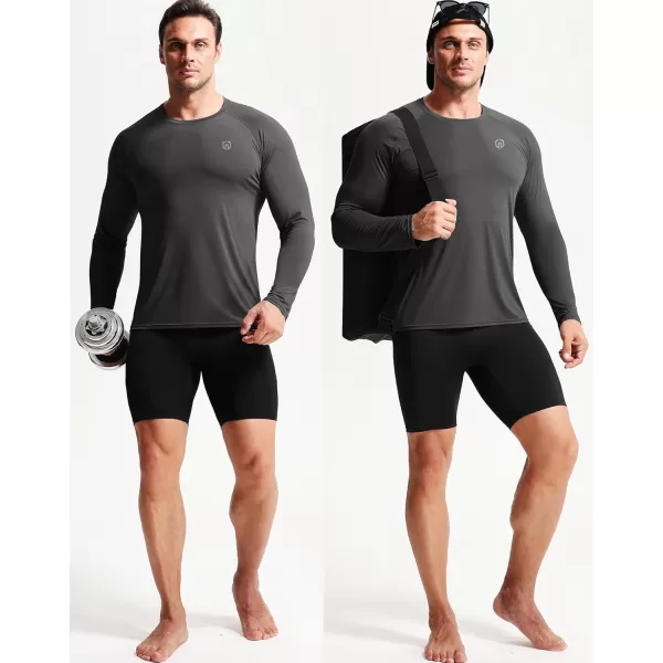 imageNELEUS Mens Dry Fit Long Sleeve Athletic Running Shirts5060 BlackGreyBaby Blue 3 Pack