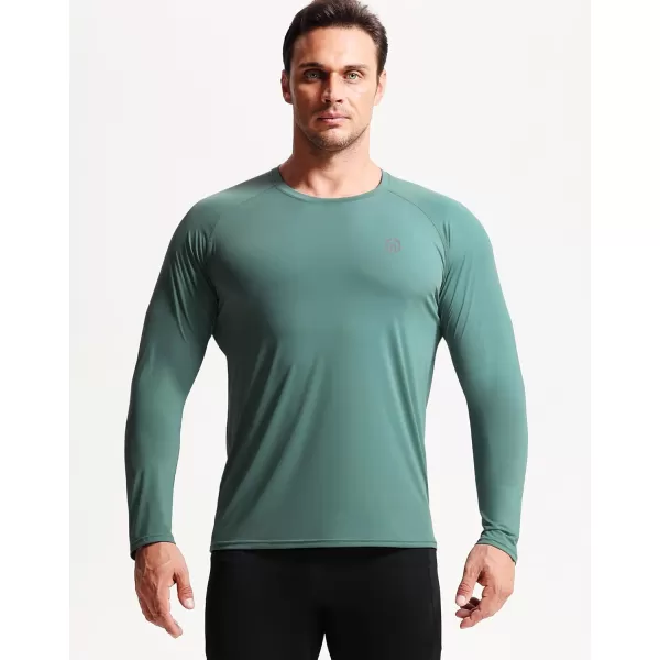 imageNELEUS Mens Dry Fit Long Sleeve Athletic Running Shirts5060 BlackGreyBlackish Green 3 Pack