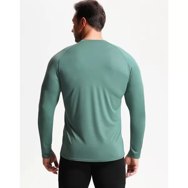 imageNELEUS Mens Dry Fit Long Sleeve Athletic Running Shirts5060 BlackGreyBlackish Green 3 Pack