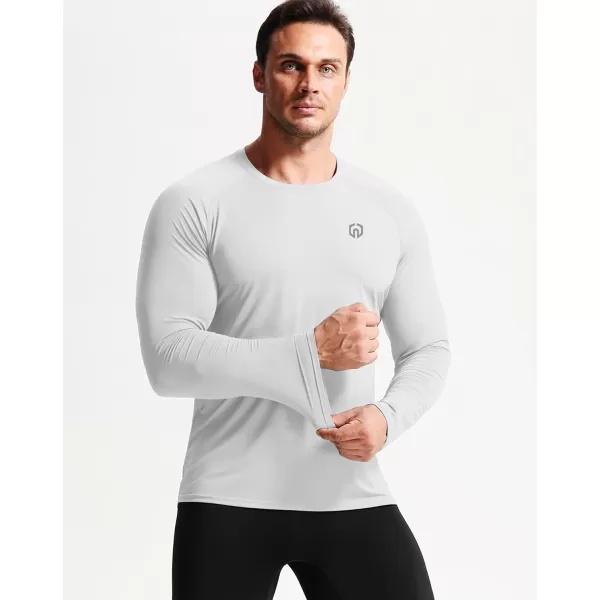 imageNELEUS Mens Dry Fit Long Sleeve Athletic Running Shirts5060 BlackGreyWhite 3 Pack