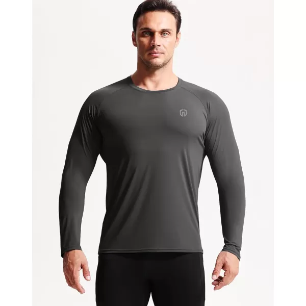 imageNELEUS Mens Dry Fit Long Sleeve Athletic Running Shirts5060 BlackGreyWhite 3 Pack