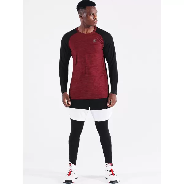 imageNELEUS Mens Dry Fit Long Sleeve Athletic Running Shirts5073 2 Pack dark GreyRed