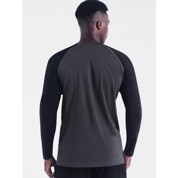 imageNELEUS Mens Dry Fit Long Sleeve Athletic Running Shirts5073 2 Pack dark GreyRed