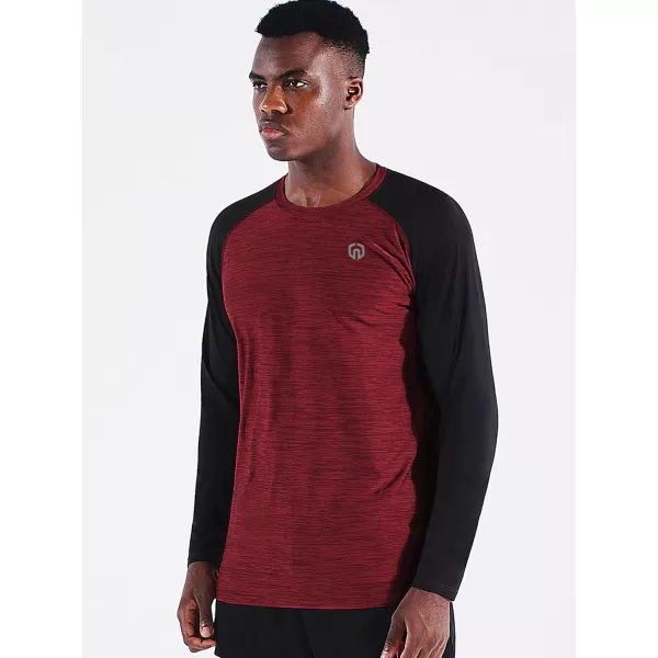 imageNELEUS Mens Dry Fit Long Sleeve Athletic Running Shirts5073 2 Pack dark GreyRed