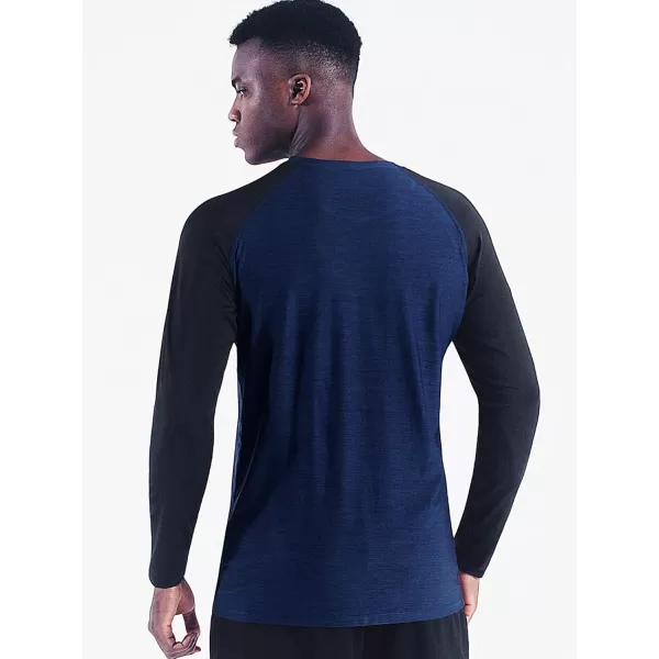 imageNELEUS Mens Dry Fit Long Sleeve Athletic Running Shirts5073 2 Pack navy BlueRed