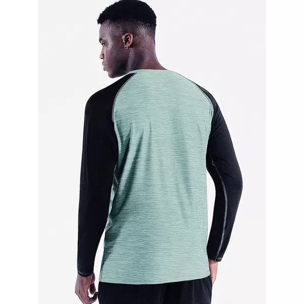 imageNELEUS Mens Dry Fit Long Sleeve Athletic Running Shirts5073 Dark GreyLight GreenRed 3 Pack